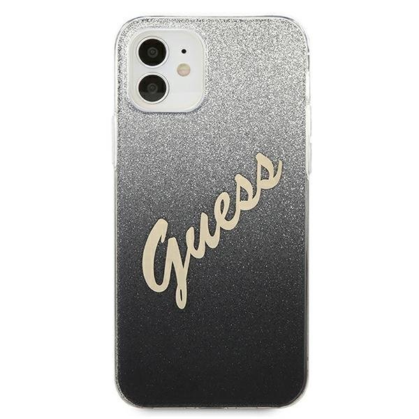 Guess Guess Skal iPhone 12 Mini Glitter Gradient Script - Svart