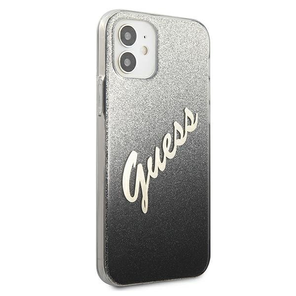 Guess Guess Skal iPhone 12 Mini Glitter Gradient Script - Svart