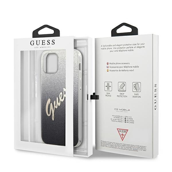 Guess Guess Skal iPhone 12 Mini Glitter Gradient Script - Svart