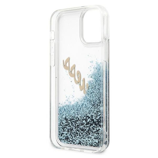 Guess Guess Skal iPhone 12 Mini Glitter Vintage Script - Blå