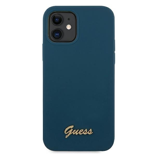 Guess Guess Skal iPhone 12 Mini Metal Logo Script - Blå