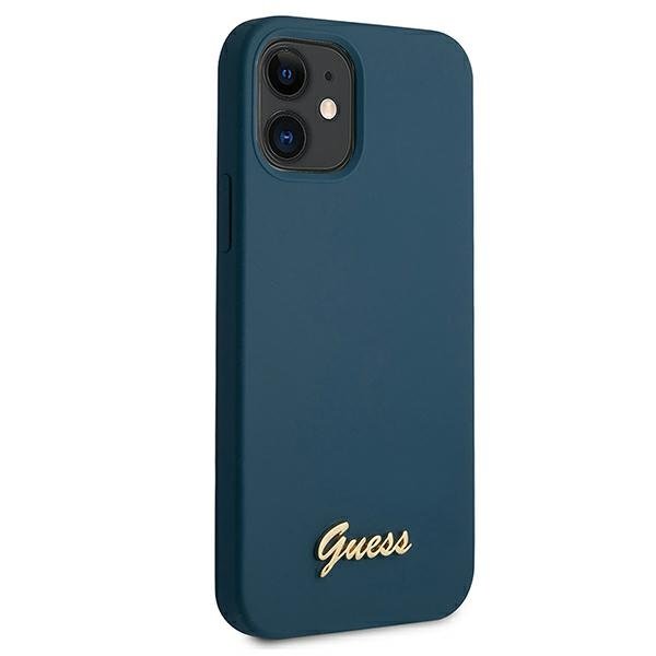 Guess Guess Skal iPhone 12 Mini Metal Logo Script - Blå