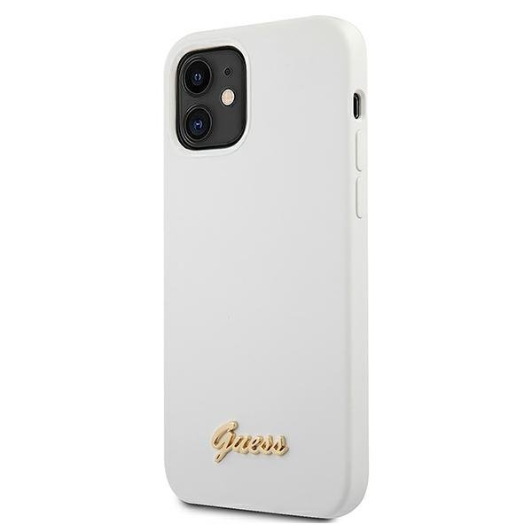 Guess Guess Skal iPhone 12 Mini Metal Logo Script - Vit
