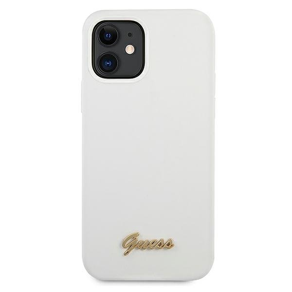 Guess Guess Skal iPhone 12 Mini Metal Logo Script - Vit