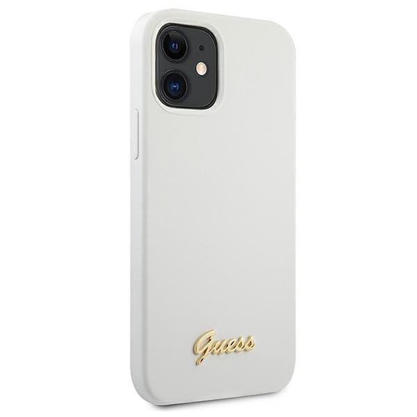 Guess Guess Skal iPhone 12 Mini Metal Logo Script - Vit