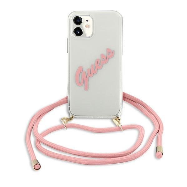 Guess Guess Skal iPhone 12 Mini Script Vintage Strap - Rosa