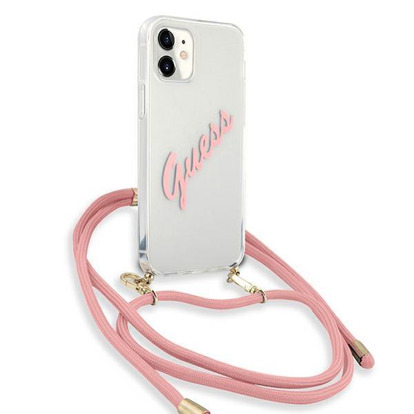 Guess Guess Skal iPhone 12 Mini Script Vintage Strap - Rosa