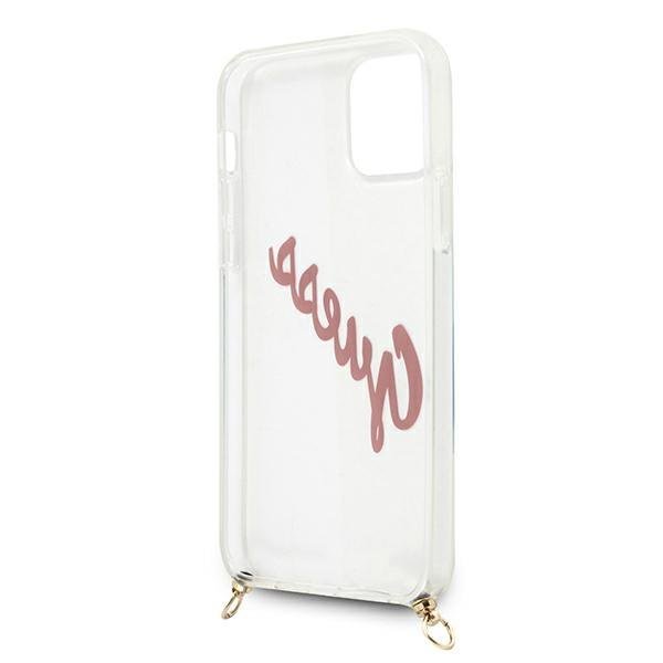 Guess Guess Skal iPhone 12 Mini Script Vintage Strap - Rosa