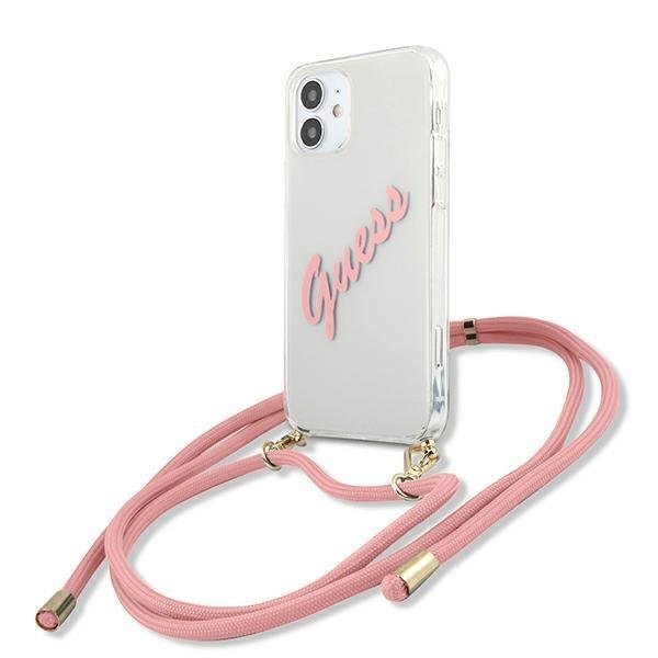 Guess Guess Skal iPhone 12 Mini Script Vintage Strap - Rosa