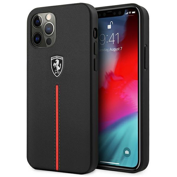Ferrari Ferrari iPhone 12 Pro Max Skal Off Track Leather Nylon Stripe - Svart