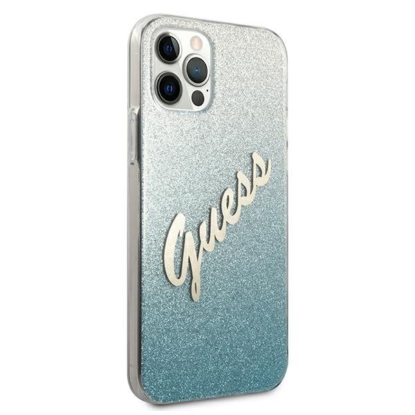 Guess Guess iPhone 12 Pro Max Skal Glitter Gradient Script - Blå