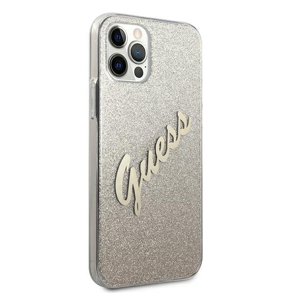 Guess Guess iPhone 12 Pro Max Skal Glitter Gradient Script - Guld