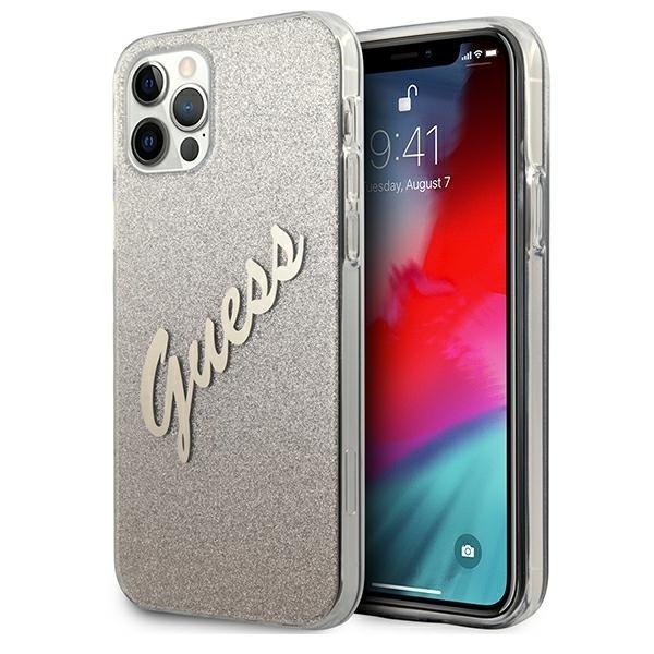 Guess Guess iPhone 12 Pro Max Skal Glitter Gradient Script - Guld