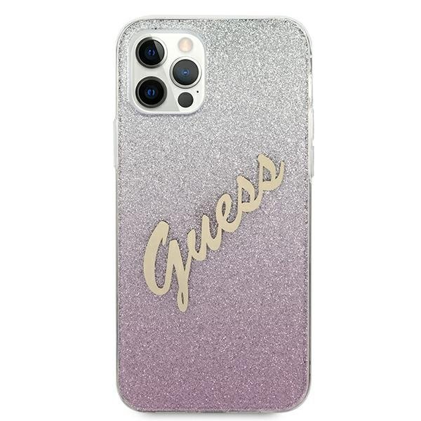 Guess Guess iPhone 12 Pro Max Skal Glitter Gradient Script - Rosa