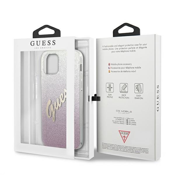Guess Guess iPhone 12 Pro Max Skal Glitter Gradient Script - Rosa
