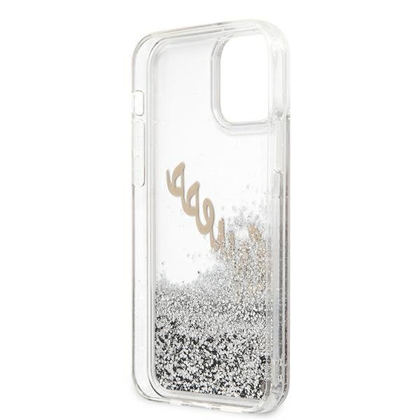 Guess Guess iPhone 12 Pro Max Skal Glitter Vintage Script - Silver