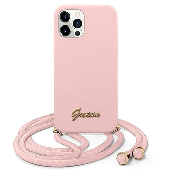 Guess Guess iPhone 12 Pro Max Skal Metal Logo Cord - Rosa