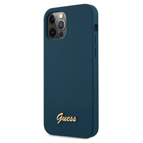 Guess Guess iPhone 12 Pro Max Skal Metal Logo Script - Blå