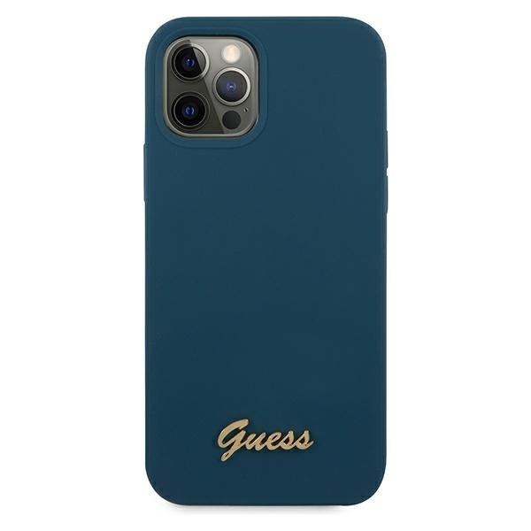 Guess Guess iPhone 12 Pro Max Skal Metal Logo Script - Blå