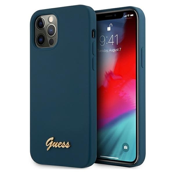 Guess Guess iPhone 12 Pro Max Skal Metal Logo Script - Blå