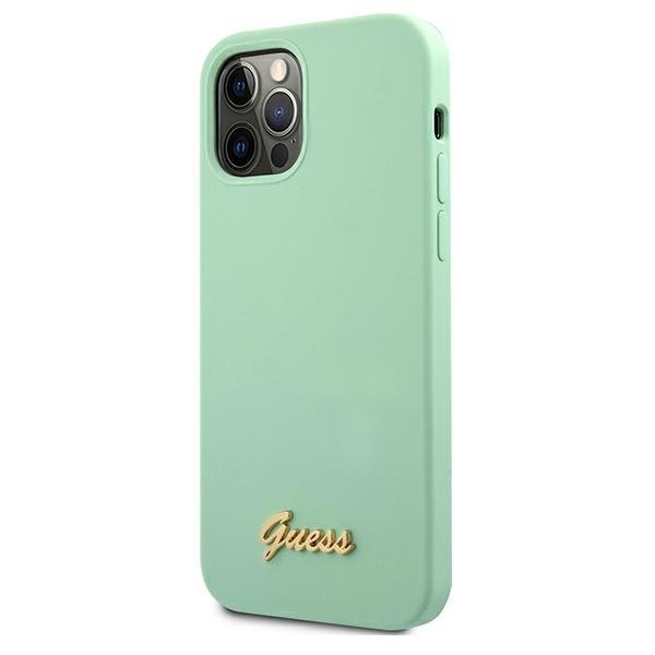 Guess Guess iPhone 12 Pro Max Skal Metal Logo Script - Grön
