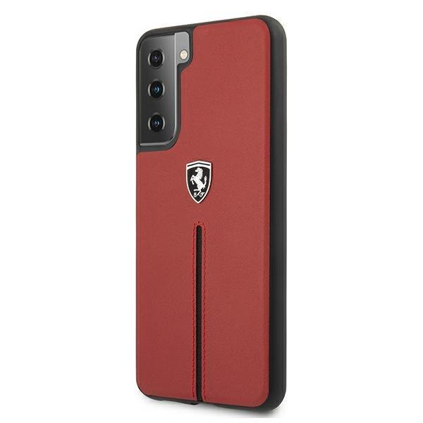 Ferrari Ferrari Skal Galaxy S21 Plus Off Track Leather Nylon Stripe - Röd