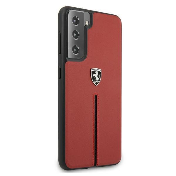Ferrari Ferrari Skal Galaxy S21 Plus Off Track Leather Nylon Stripe - Röd