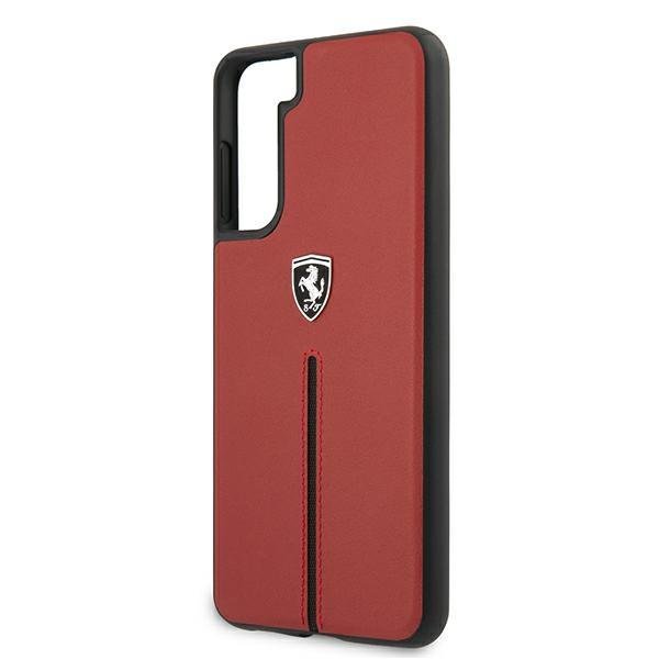 Ferrari Ferrari Skal Galaxy S21 Plus Off Track Leather Nylon Stripe - Röd