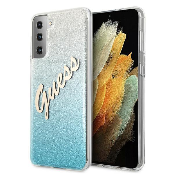 Guess Guess Skal Galaxy S21 Plus Glitter Gradient Script - Blå