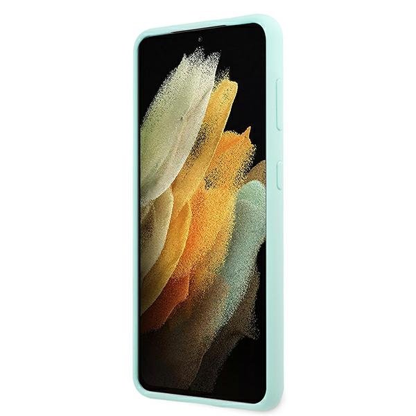 Guess Guess Skal Galaxy S21 Plus Silicone Script Metal Logo - Blå