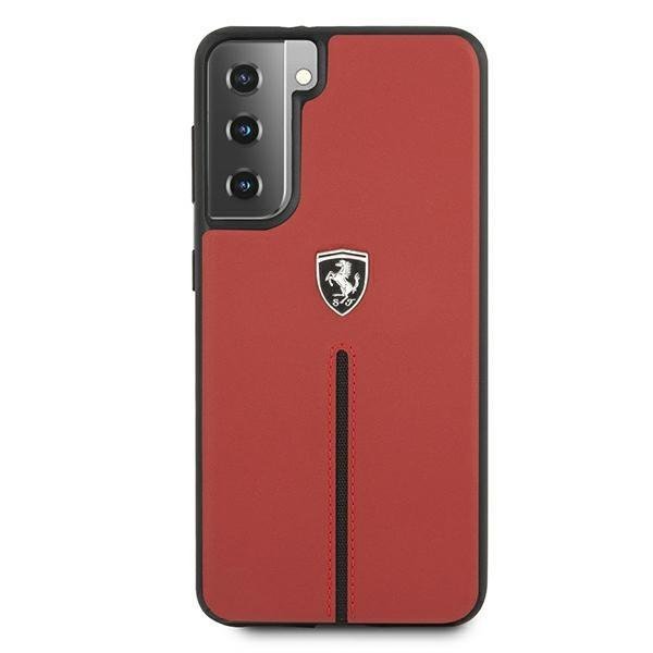 Ferrari Ferrari Skal Galaxy S21 Off Track Leather Nylon Stripe - Röd