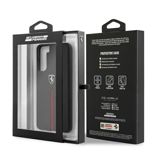 Ferrari Ferrari Skal Galaxy S21 Off Track Leather Nylon Stripe - Svart