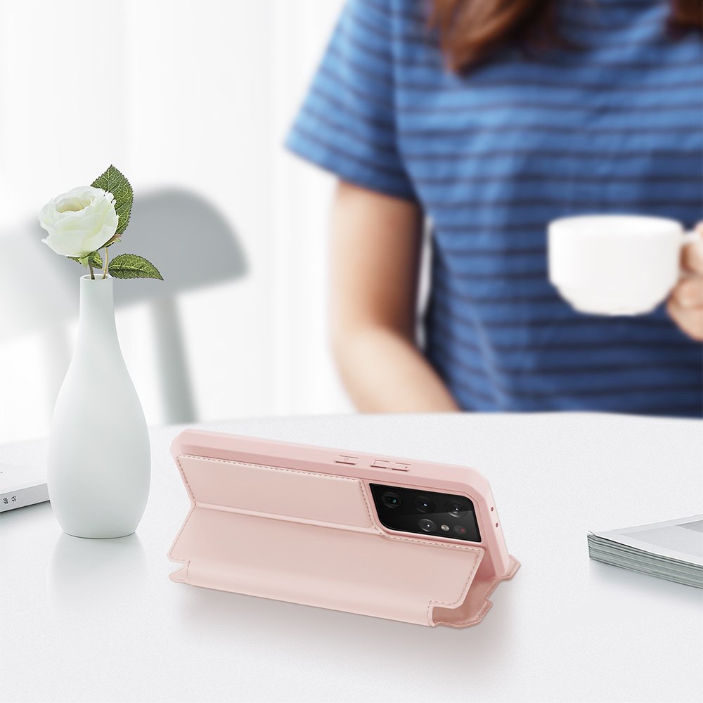 UTGATT1 Dux Ducis Skin X Plånboksfodral Samsung Galaxy S21 Ultra 5G - Rosa