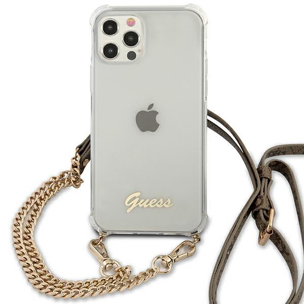Guess Guess Skal iPhone 12 & 12 Pro Gold Chain - Transparent