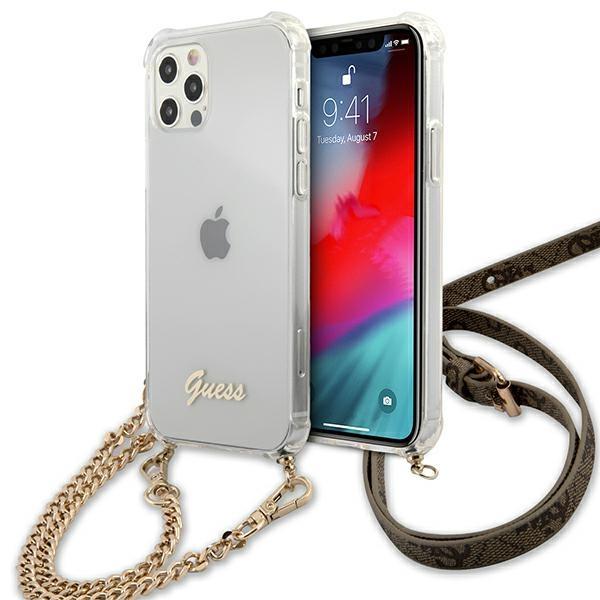 Guess Guess Skal iPhone 12 & 12 Pro Gold Chain - Transparent