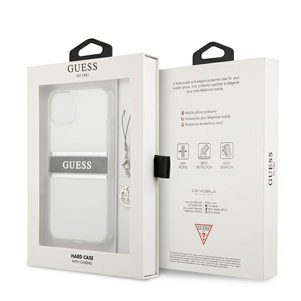 Guess Guess Skal iPhone 13 mini Grey Strap Charm - Transparent