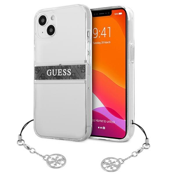 Guess Guess Skal iPhone 13 mini Grey Strap Charm - Transparent