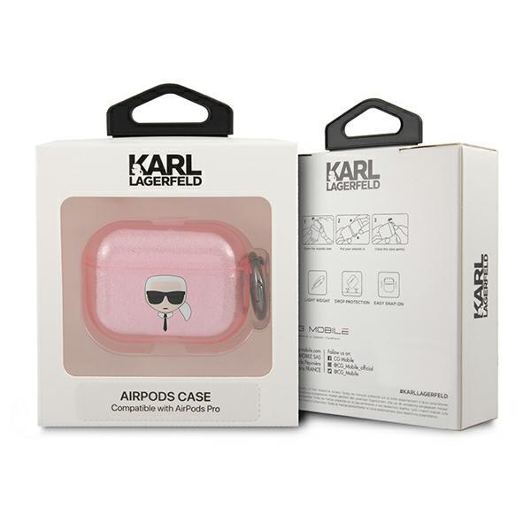 KARL LAGERFELD Karl Lagerfeld Glitter Karl`s Head Skal Airpods Pro - Rosa
