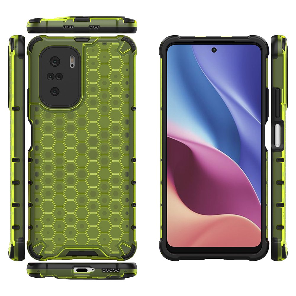 Ruhtel Honeycomb Armor Bumper Skal Redmi Poco F3 - Grön