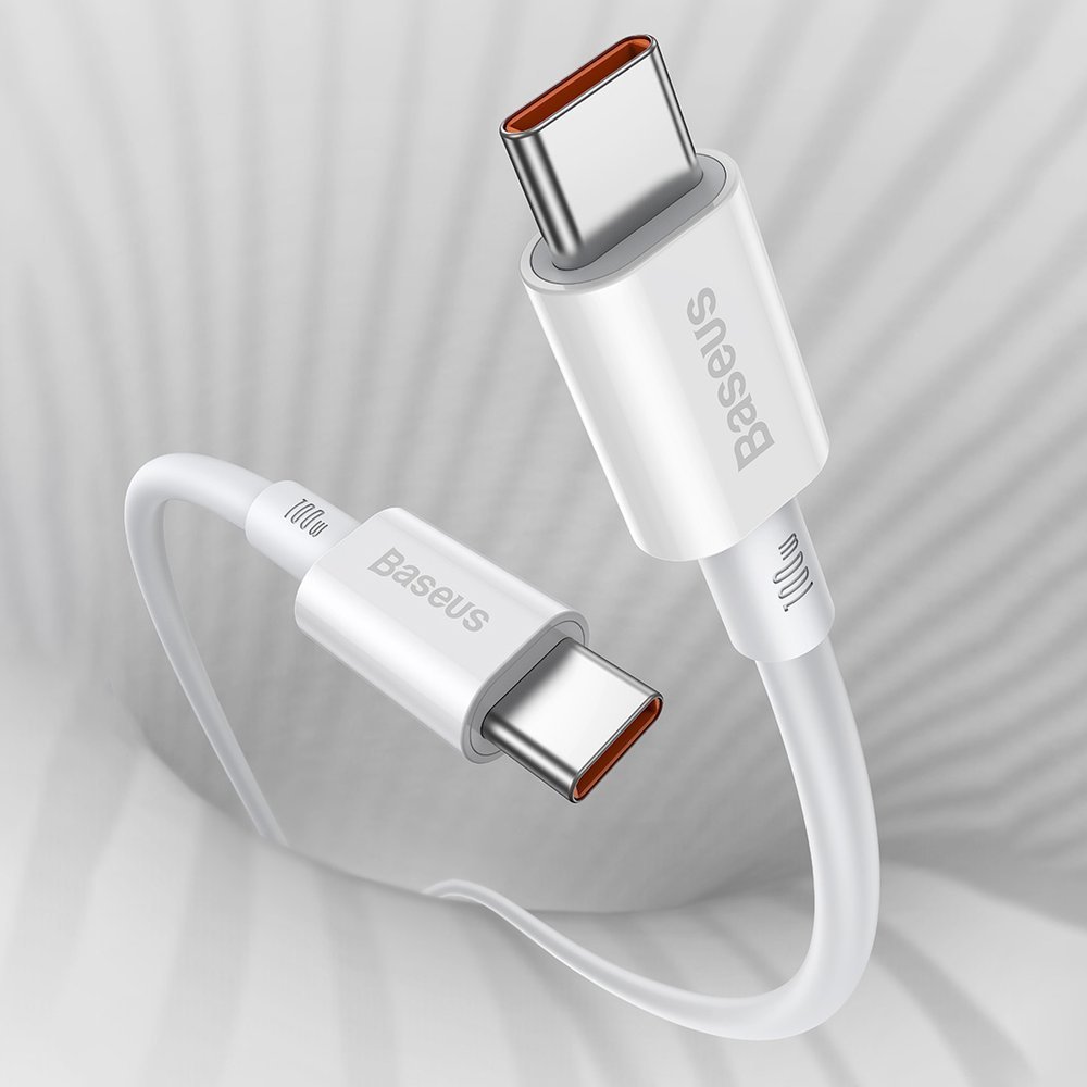 BASEUS Baseus Superior USB-C till USB-C kabel 100W 5A 20V 1m - Vit