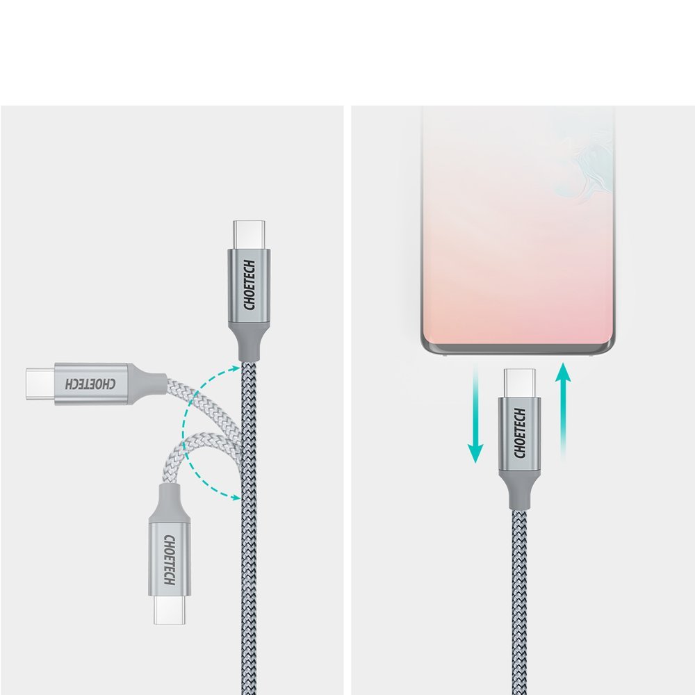 Choetech Choetech USB-C till USB-C 5A 100W 1.8 m kabel - Grå