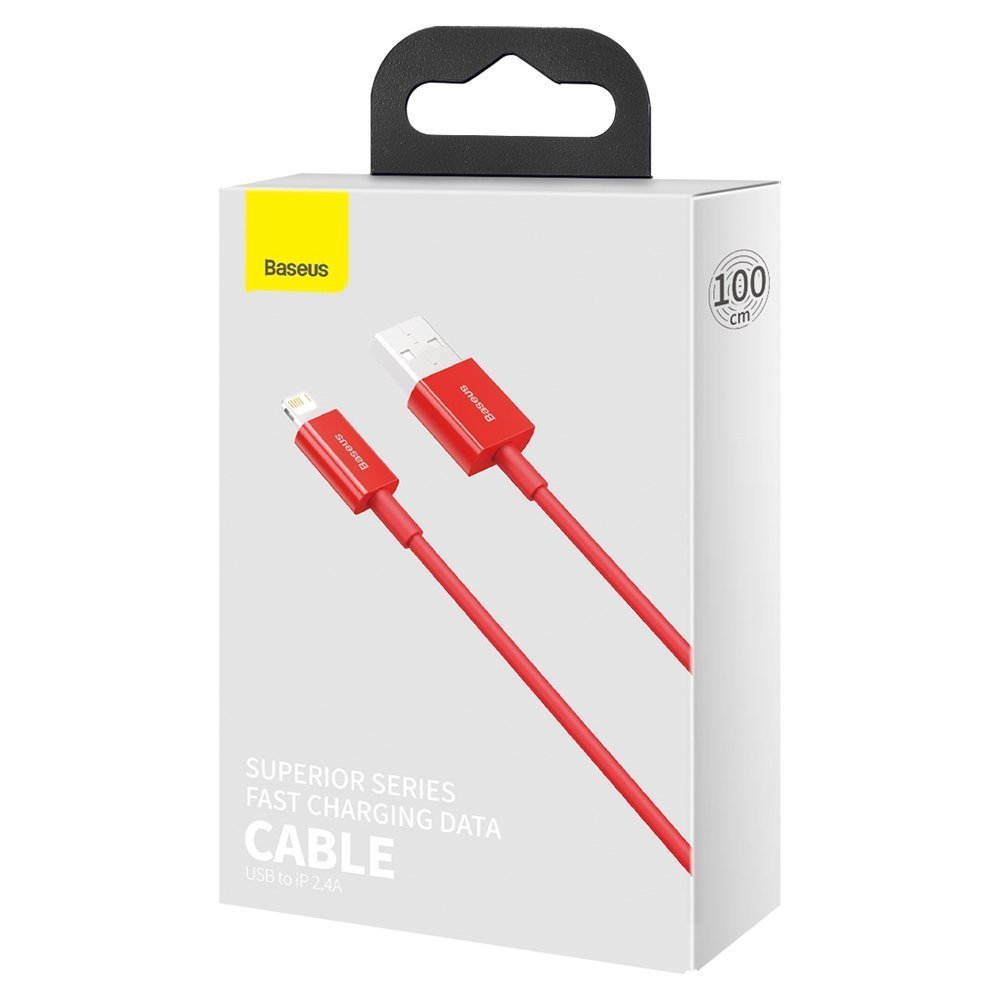 BASEUS Baseus snabbaddning USB-A till Lightning kabel 1m - Röd