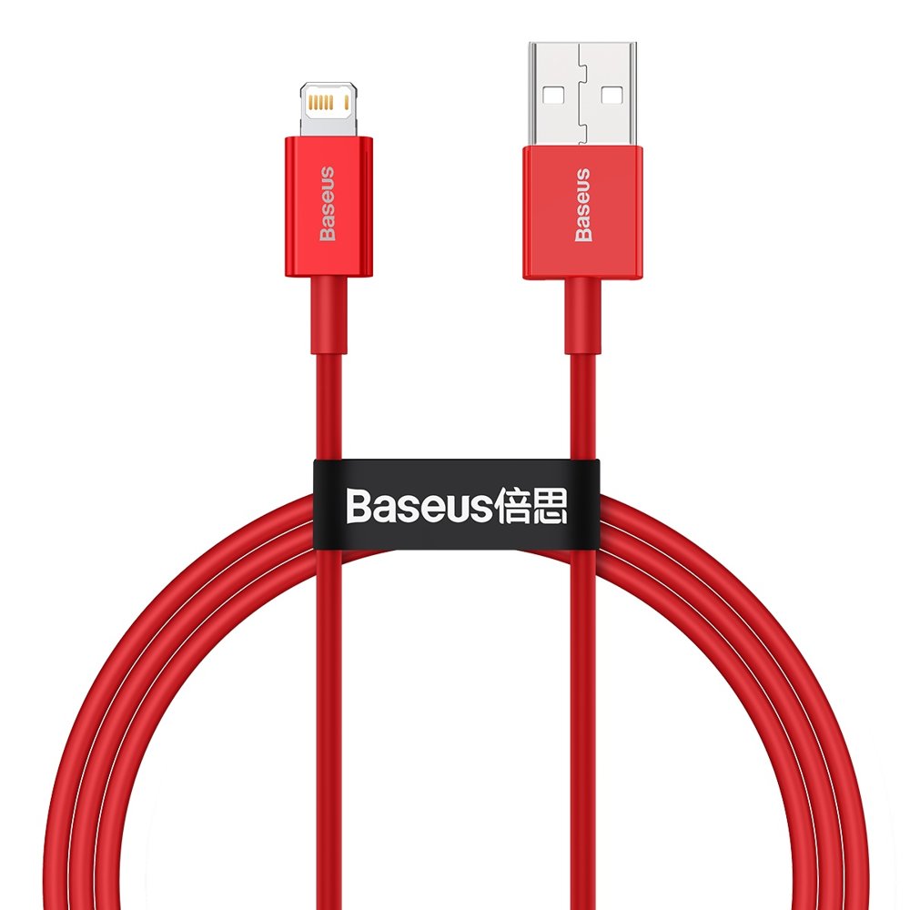 BASEUS Baseus snabbaddning USB-A till Lightning kabel 1m - Röd