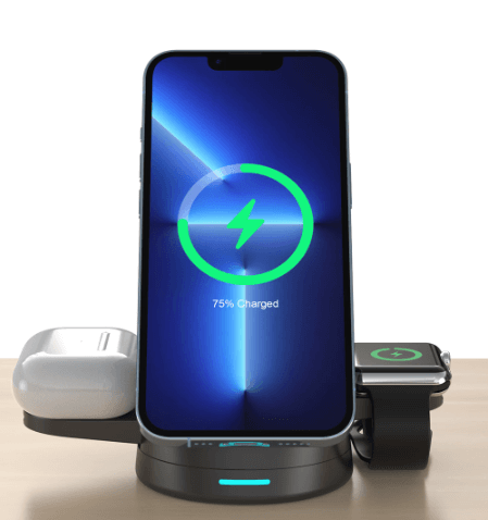 A-One Brand 3in1 Trådlös Laddare Magsafe iPhone Apple Watch Airpods - Vit