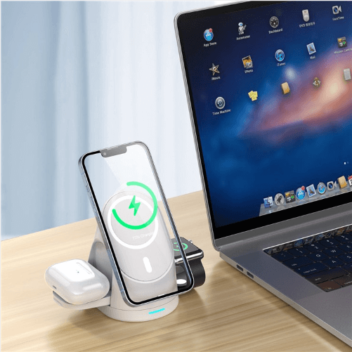 A-One Brand 3in1 Trådlös Laddare Magsafe iPhone Apple Watch Airpods - Vit