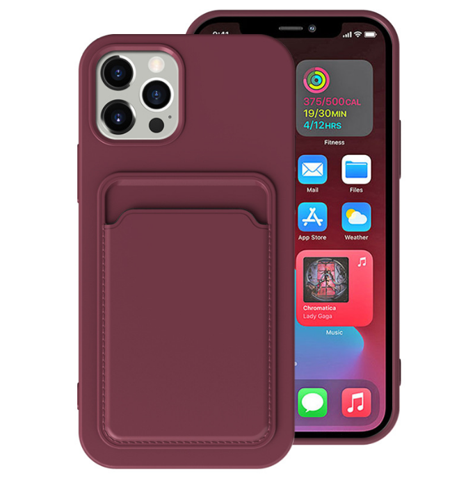 OEM iPhone 13 Pro Skal med Kortfack - Maroon