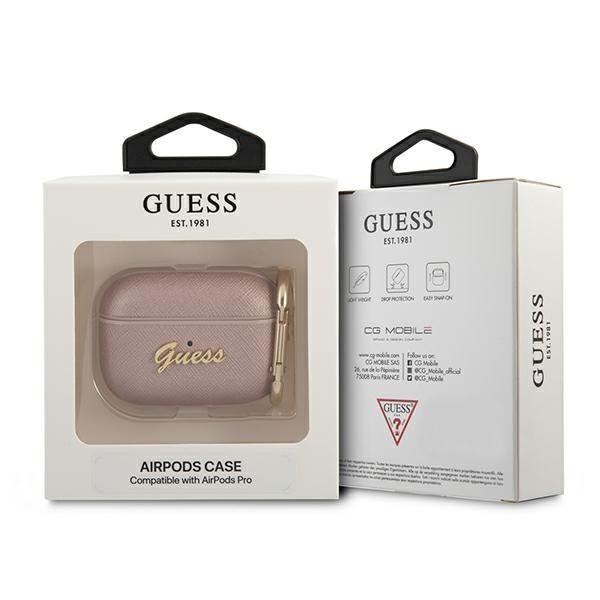 Guess Guess Saffiano Script Metal Collection Skal AirPods Pro - Rosa