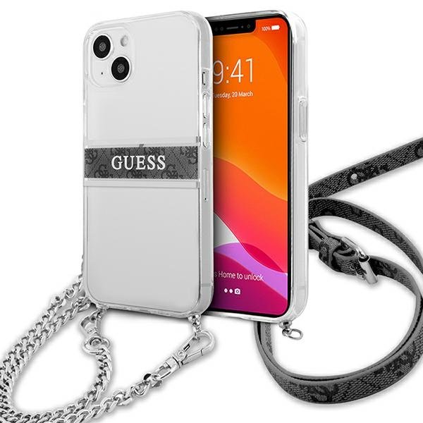 Guess Guess Gray Strap Silver Chain Skal iPhone 13 mini - Transparent