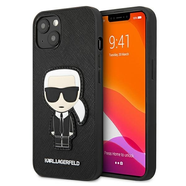 KARL LAGERFELD Karl Lagerfeld Saffiano Ikonik Karl`s Patch Skal iPhone 13 mini - Svart