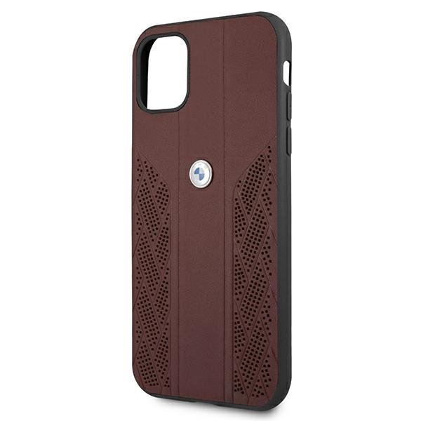 BMW BMW Läder Curve Perforate Skal iPhone 11 - Röd
